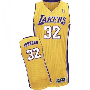 Maillot or authentique masculin NBA Magic Johnson - Adidas Los Angeles Lakers & maison 32