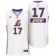 Los Angeles Lakers 17 Jeremy Lin 2014 le jour de Noël grand Logo Swingman maillot blanc
