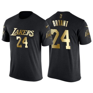 Homme Kobe Bryant Los Angeles Lakers & 24 giocatore d'oro in pensione nome doratura & numero T-Shirt