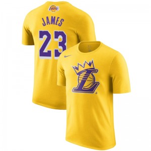 T-shirt LeBron James mâle de Lauderdale de Los Angeles ^ 23 Crown Gold