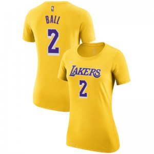 T-shirt Lonzo Ball ^ 2 Icon Performance Gold pour femmes Lakers de Los Angeles ^ 2