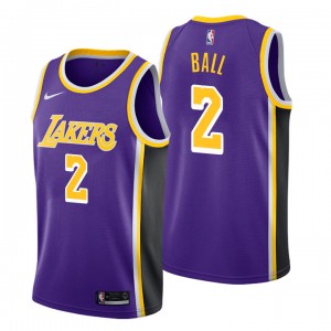 Hommes Los Angeles Lakers ^ 2 Maillot Lonzo Ball Statement Purple Swingman