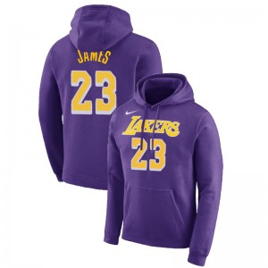 Lakers de Los Angeles LeBron James ^ 23 Essential Pullover Purple Hoodie