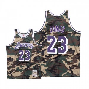 Maillot Mitchell & Ness Lakers de Los Angeles ^ 23 LeBron James Woodland Camo - Camo