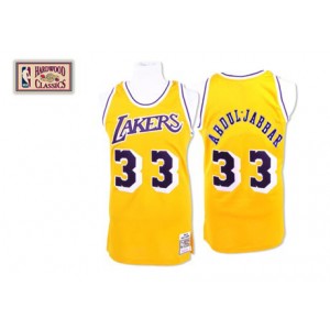 Maillot or NBA Abdul-Jabbar Throwback authentique masculin - Mitchell et Ness Los Angeles Lakers & 33